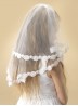 Two tier white tulle Holy Communion veil with a beautiful flower lace edge ...
