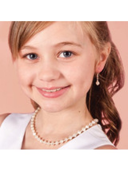 Child's Pearl Necklace Bracelet and Earrings Jewellery Set to Compliment al...