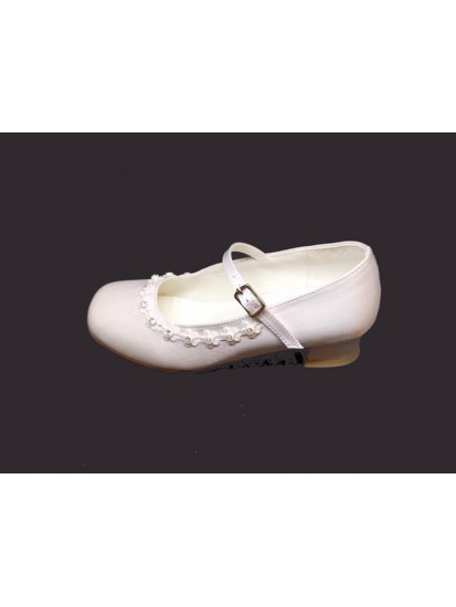 Diamante Satin Shoe with small heal and strap to match All First Communion ...