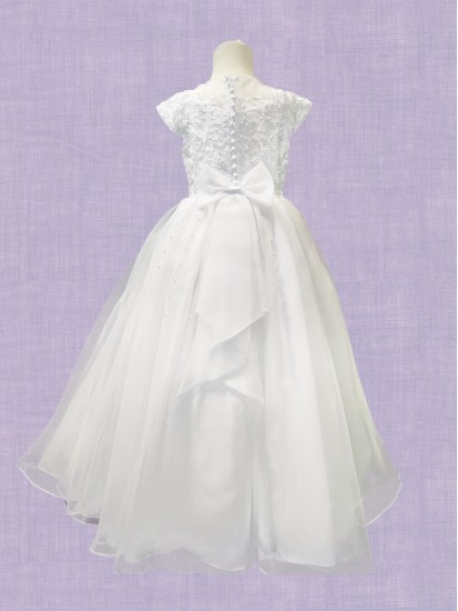 Full Length Communion Dress with round neck and capped sleeve:...
