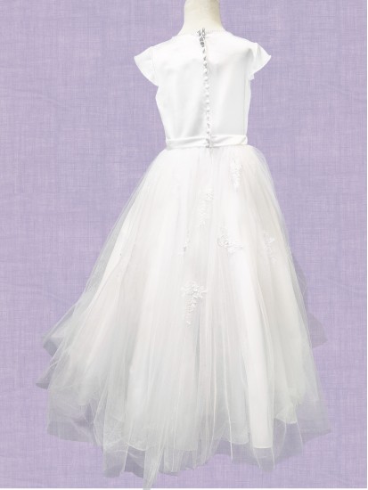 First Communion Dress with capped sleeve:...