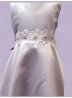 Satin Round neck sleeveless T length Communion Dress:...