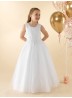 First Holy Communion dress with a pleated tulle bodice:...