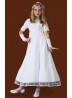 Ballerina Length Round Neck Holy Communion Dress with sleeves:...