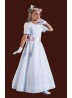 Beautiful Long Plain Holy Communion Dress with round neck and short sleeves...