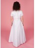 Holy Communion Dress with Round Neck Beaded Lace Detail Bodice Satin with f...