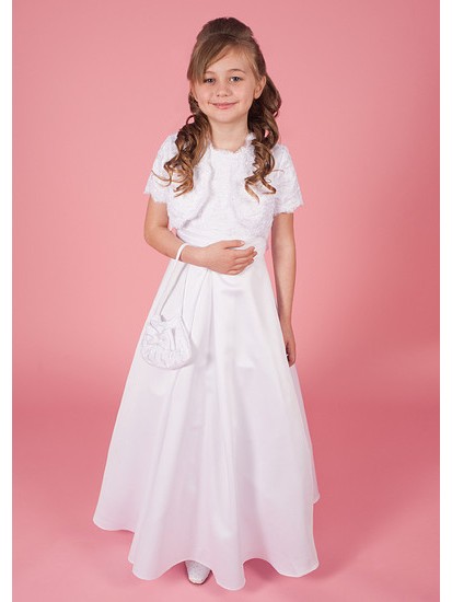 Holy Communion Dress with Lace Bodice & Jacket Plain Satin Skirt &  Matchin...