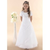 First Holy Communion Dress with Organza Beaded Ruched Detail : 