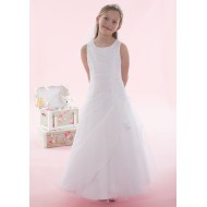 Side Ruched Beaded Holy Communion Dress