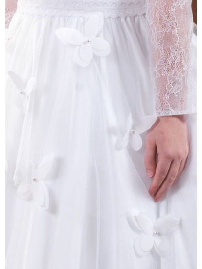 Long Sleeve Lace Holy Communion Dress:...