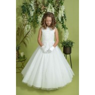 Beautiful Communion Dress with Embroidered floral appliques 