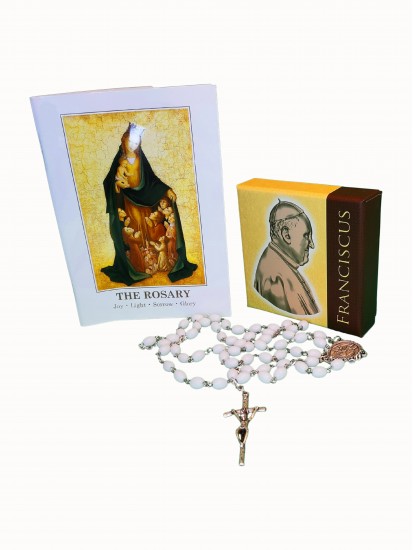 White Rosary with accompanied with lovely illustrated book Both are Blessed...
