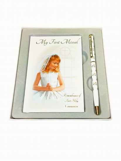 Holy Communion Gift Set for a Girl with My First Missal and a white Pen...