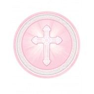 8x 9 inch Pink First Communion Paper Plates